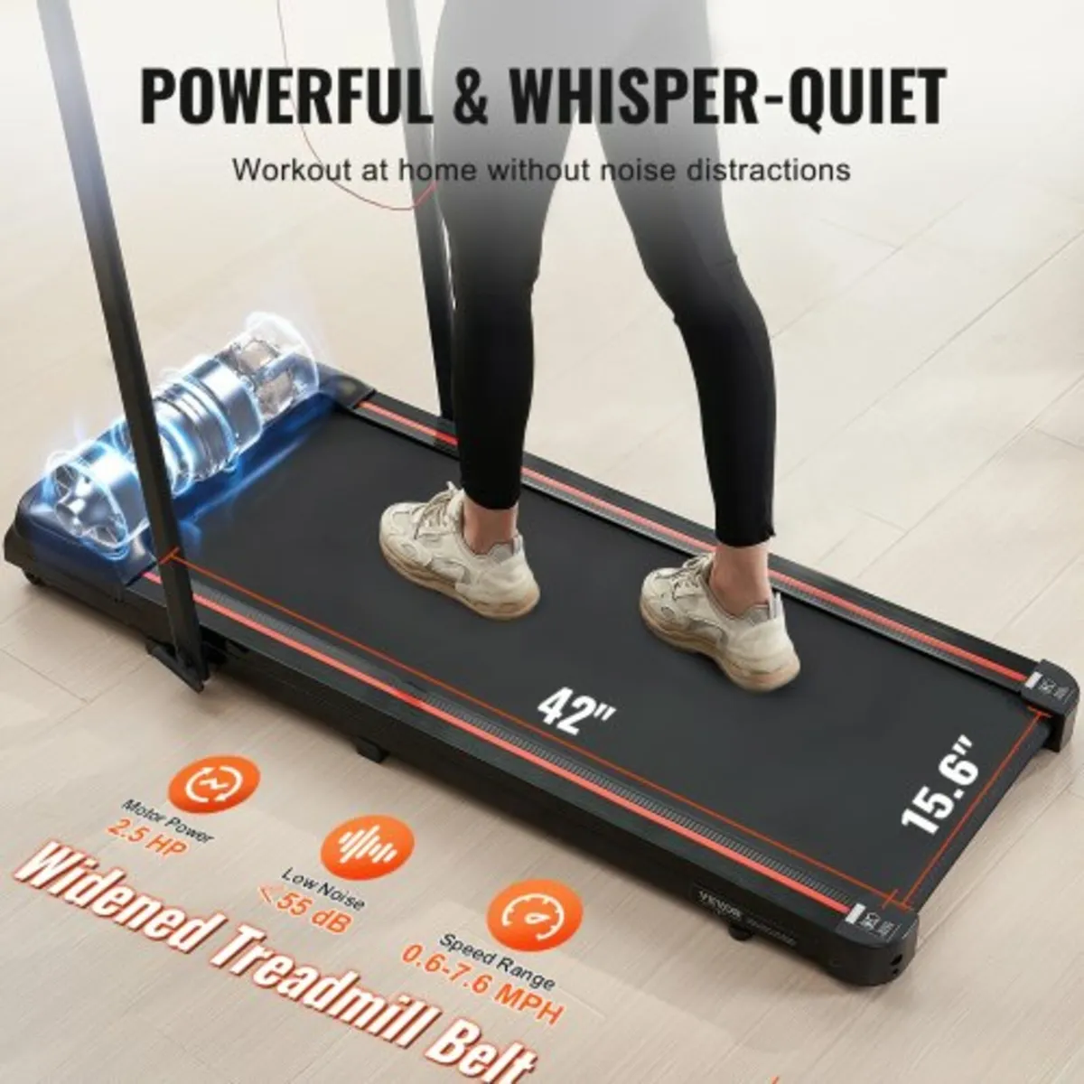 Walking Pad Under Desk Treadmill with Handle Bar f - Image 2