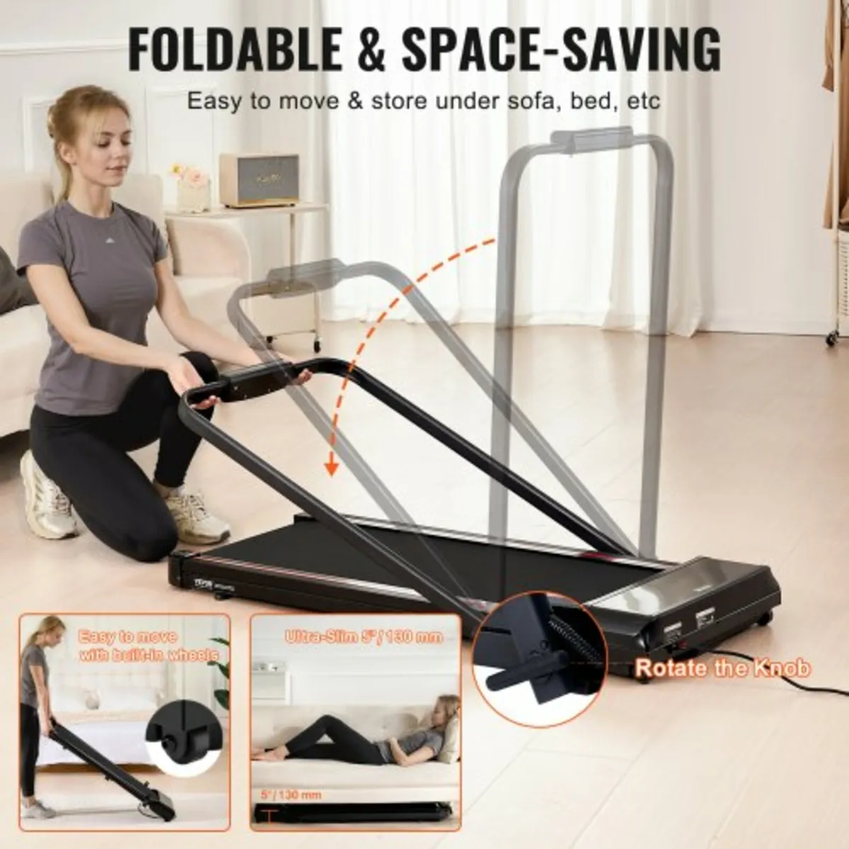 Walking Pad Under Desk Treadmill with Handle Bar f - Image 3
