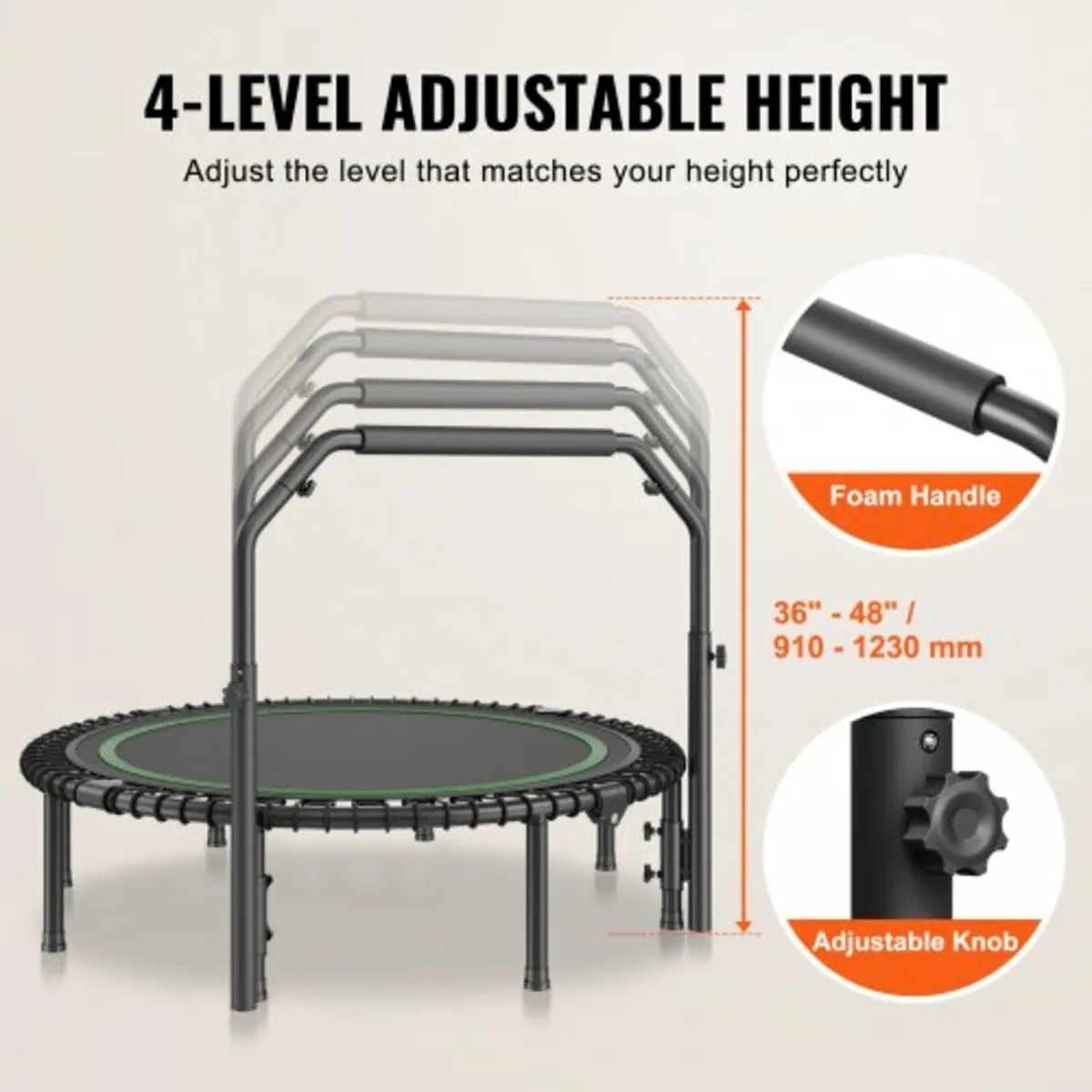 51" Foldable Mini Fitness Trampoline Adults Exerci - Image 2
