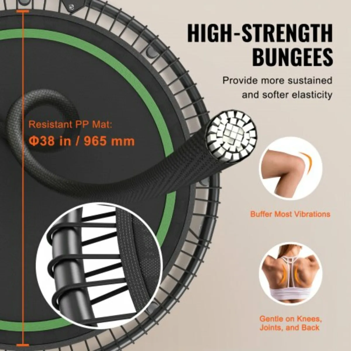 51" Foldable Mini Fitness Trampoline Adults Exerci - Image 3