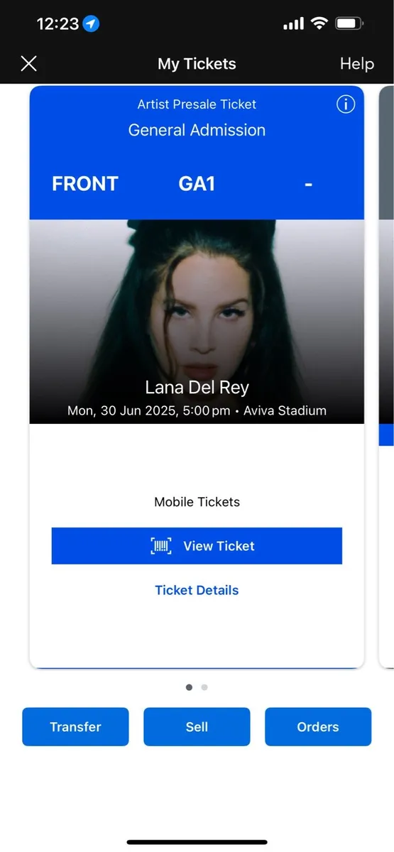 FRONT ROW Standing - Lana Del Rey Ticket