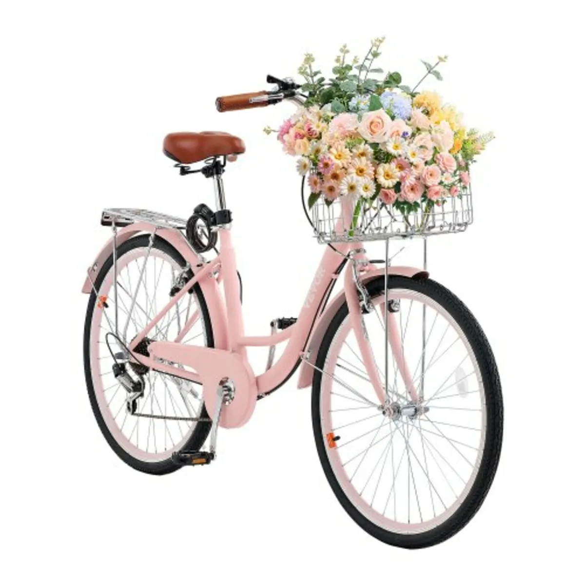26-Inch Cruiser Bike 7-Speed Pink Beach Cruiser Bi - Image 1