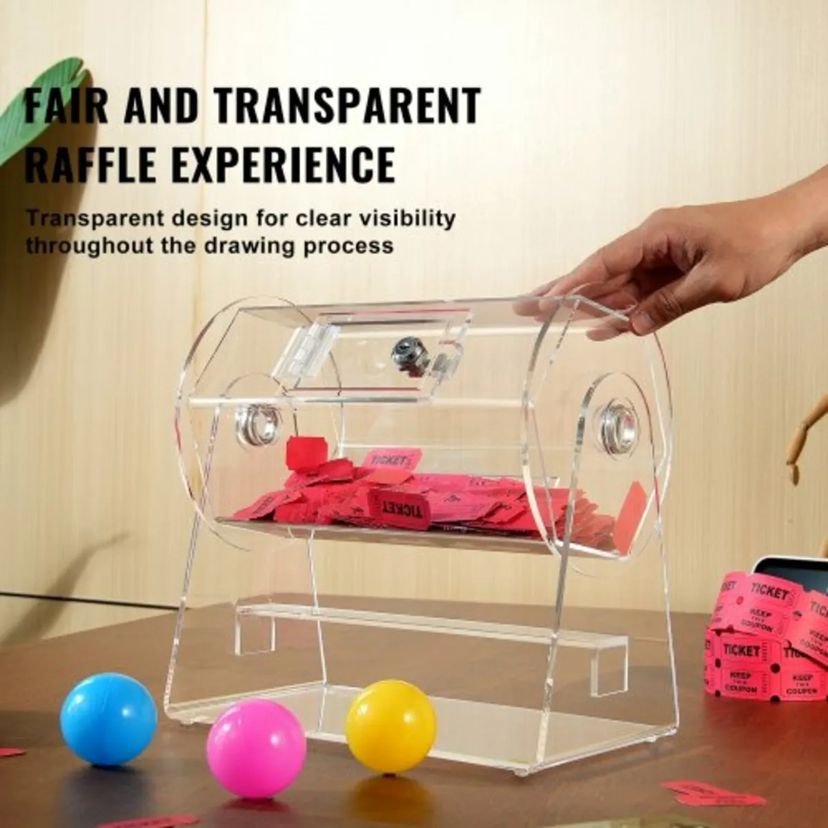 Acrylic Raffle Drum, Holds 2500 Tickets or 100 Raf - Image 2