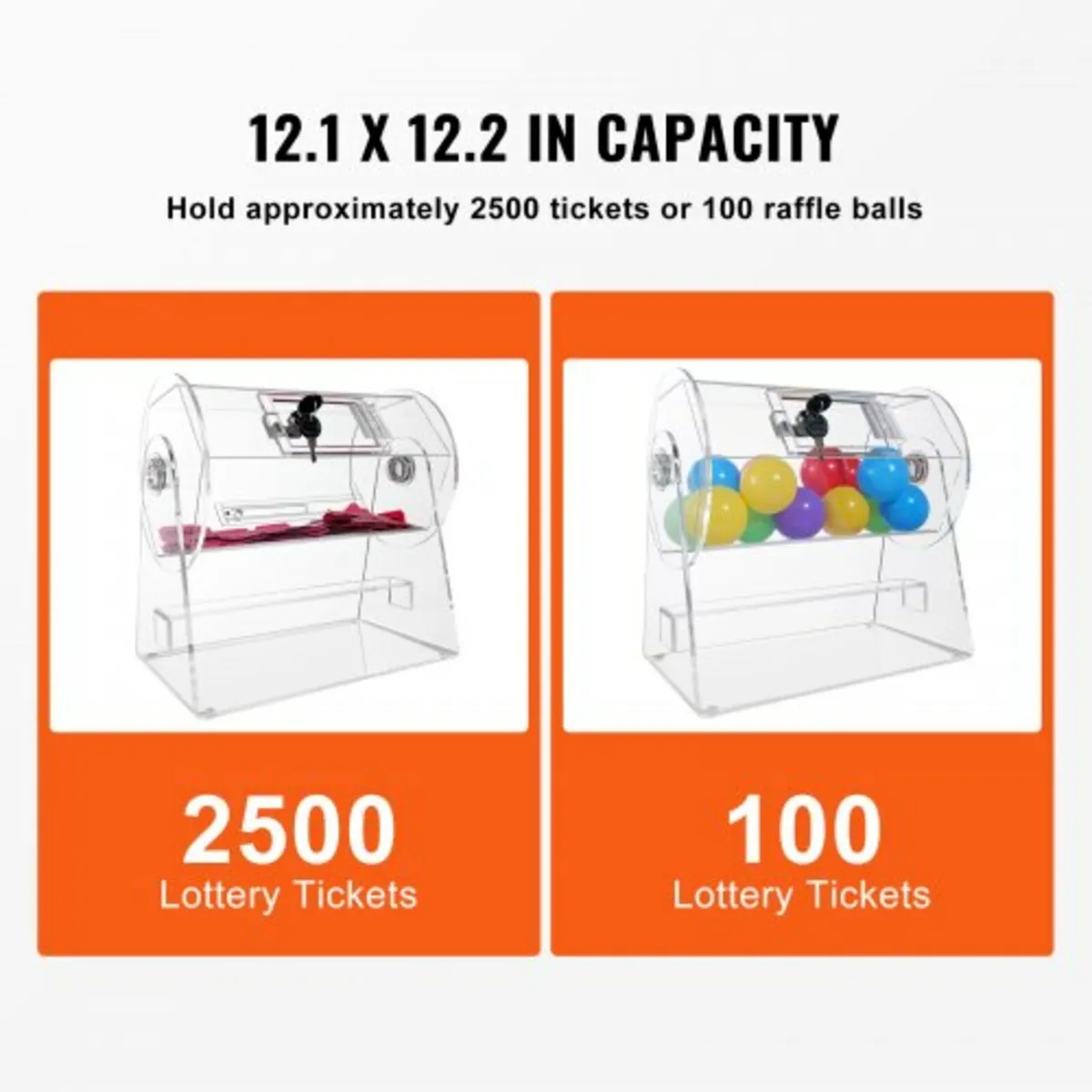 Acrylic Raffle Drum, Holds 2500 Tickets or 100 Raf - Image 3