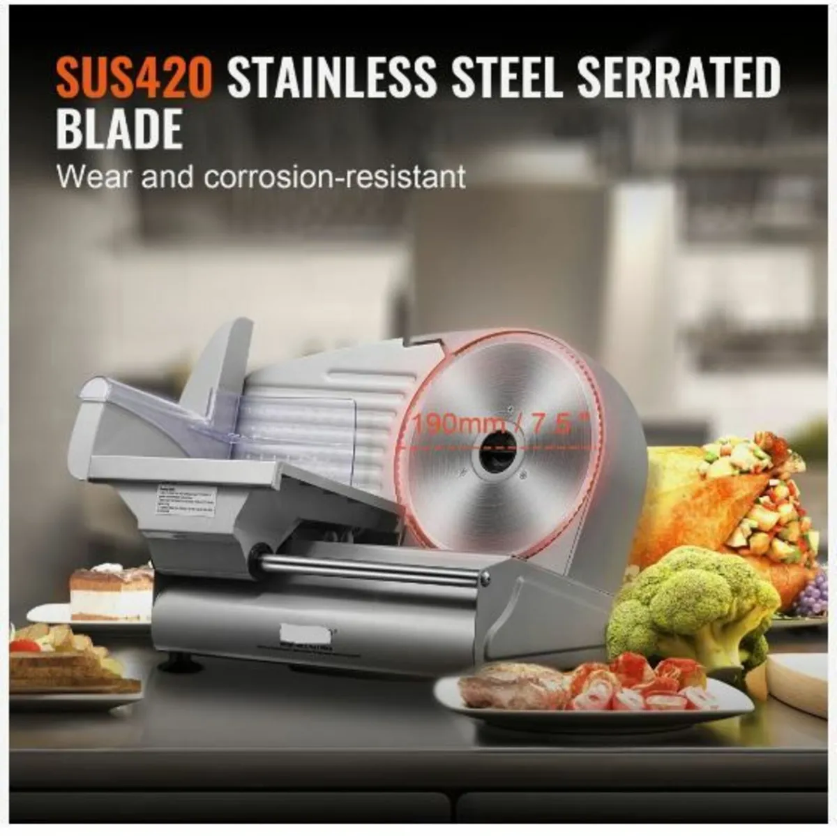 Meat Slicer, 180W Electric Deli Food Slicer - Image 4