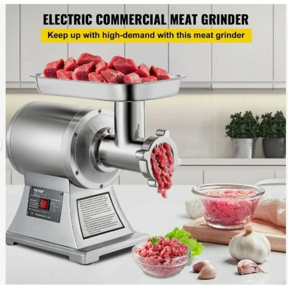 8500W Commercial Stainless Steel 450lbs Meat Grind - Image 2
