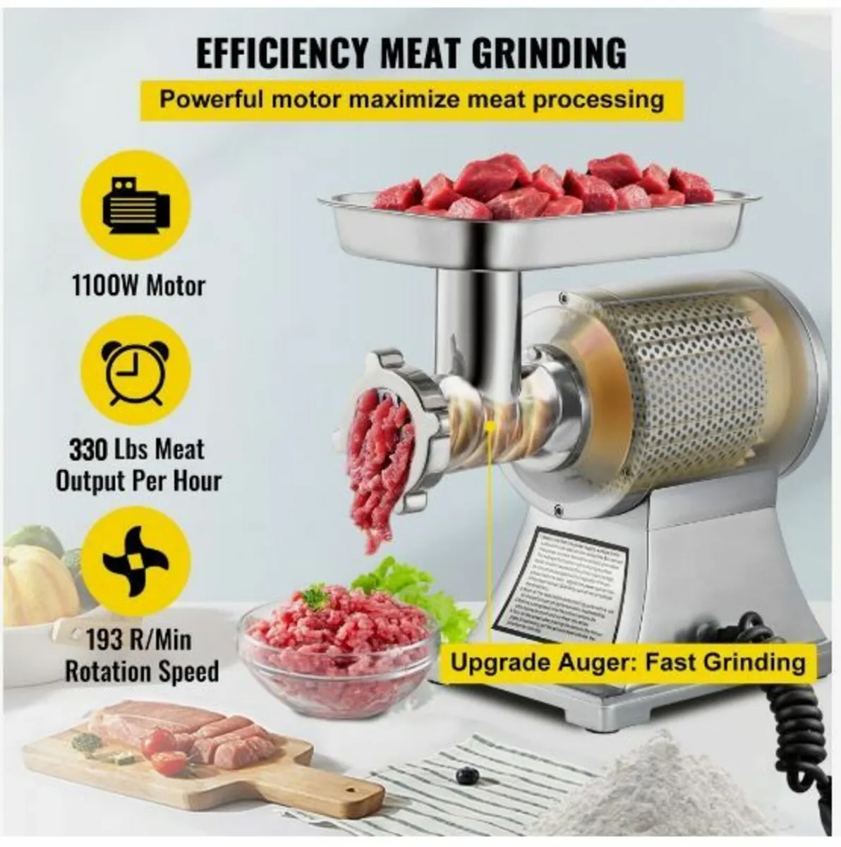 8500W Commercial Stainless Steel 450lbs Meat Grind - Image 3
