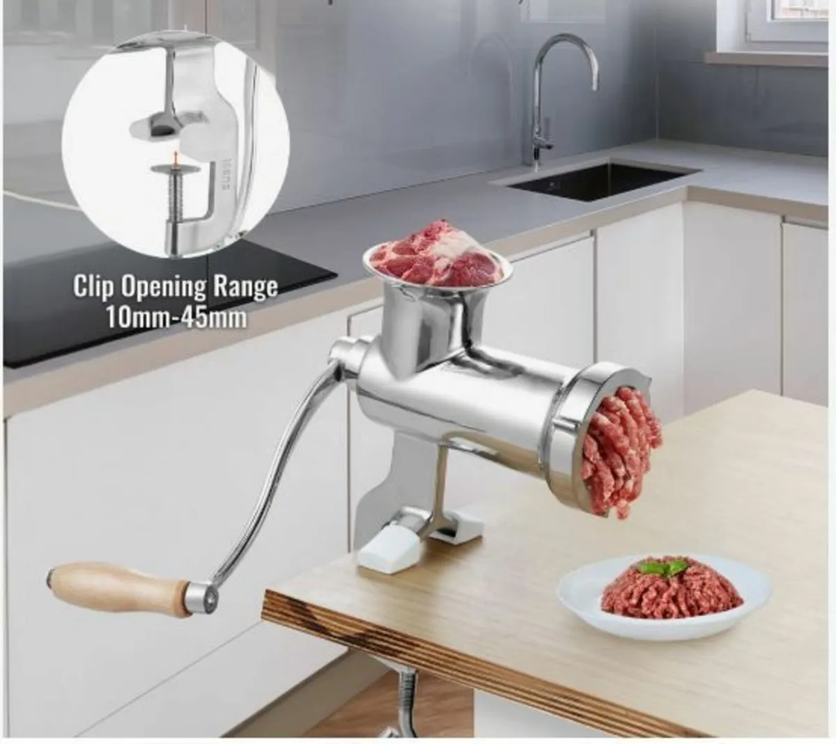 Manual Meat Grinder, All Parts Stainless Steel - Image 2
