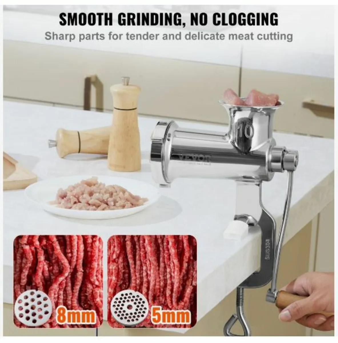 Manual Meat Grinder, All Parts Stainless Steel - Image 3