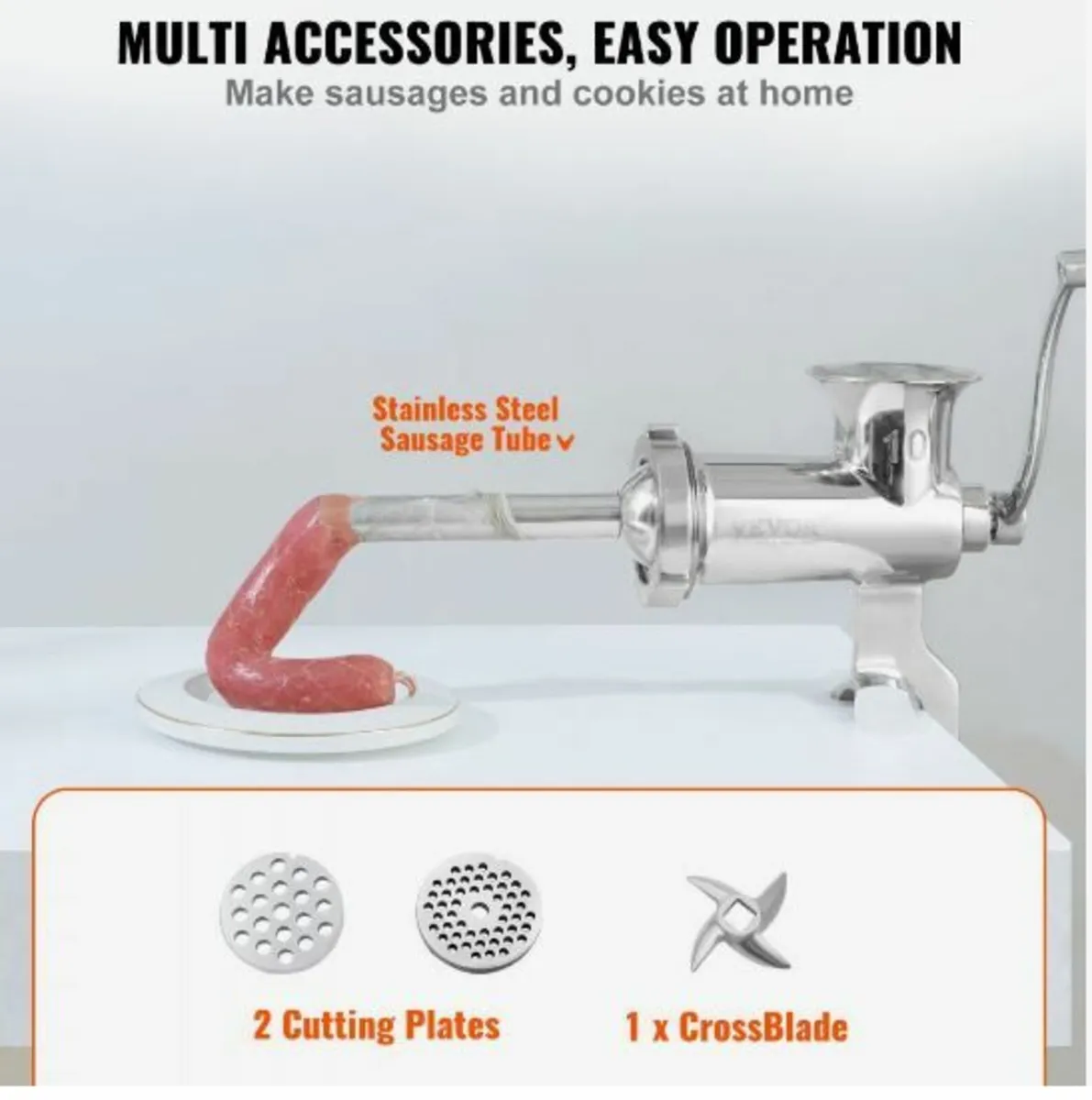 Manual Meat Grinder, All Parts Stainless Steel - Image 4