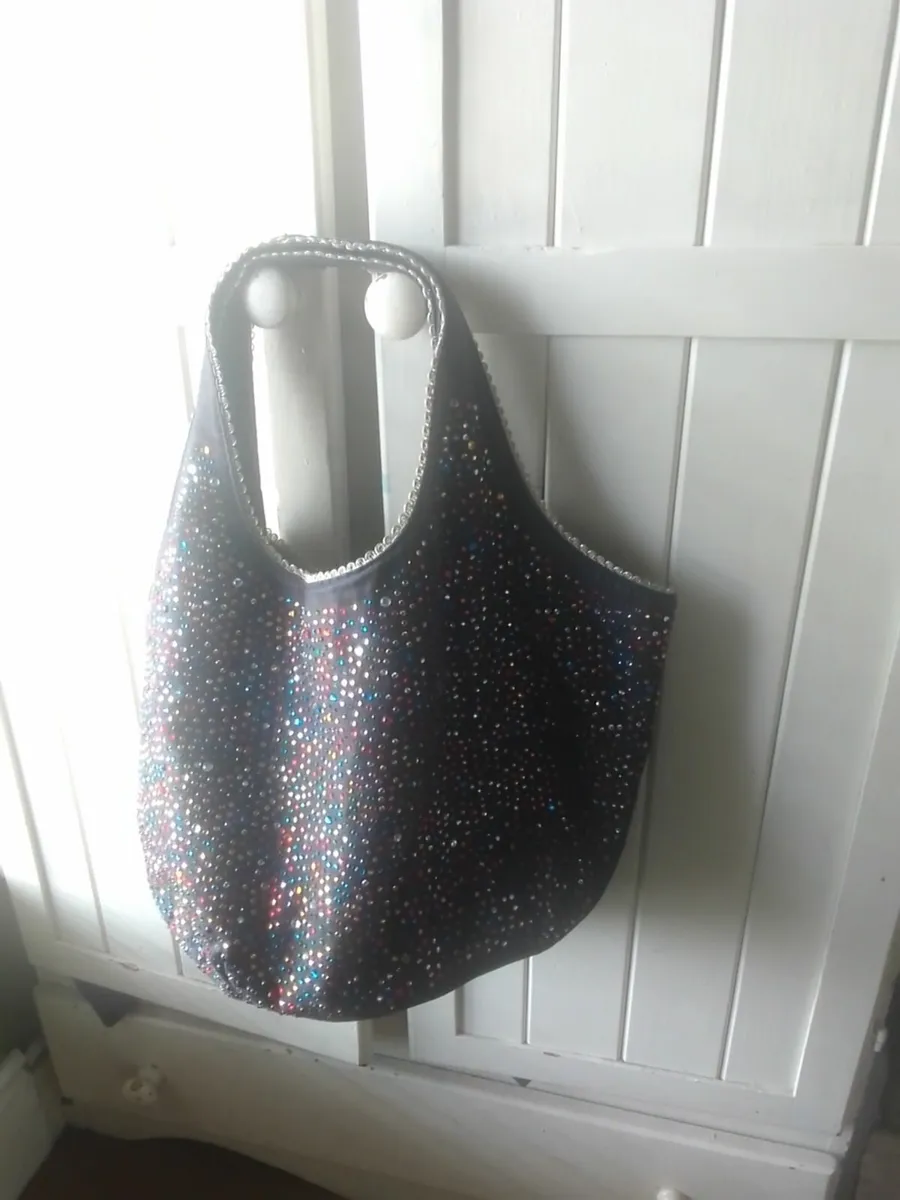 VINTAGE VELIKOKO BLACK DENIM EMBELLISHED BAG - Image 1