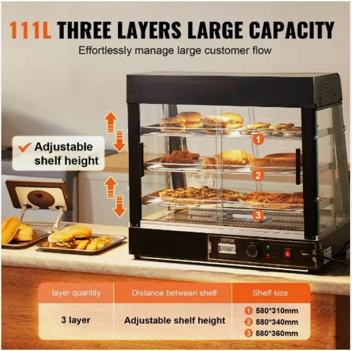 3-Tier Commercial Food Warmer Display - Image 4