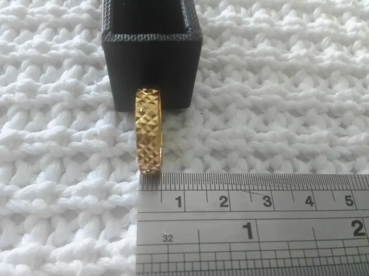 STERLING SILVER GOLD DIAMOND CUT BAND RING N - Image 4