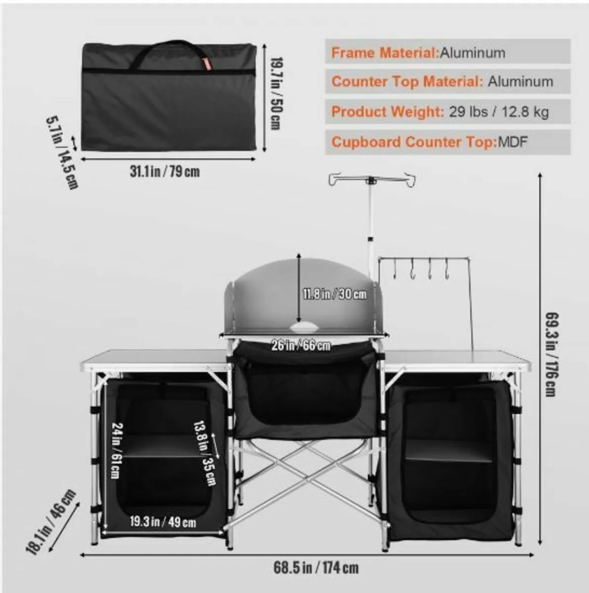 Camping Kitchen Table, Folding Outdoor - Image 2
