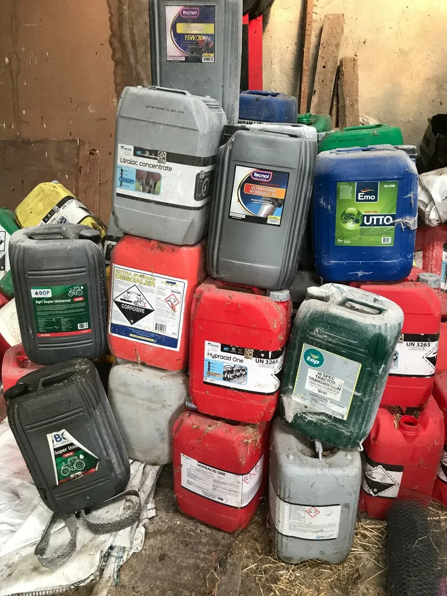 Empty 20 litre oil , detergent and chemical drums