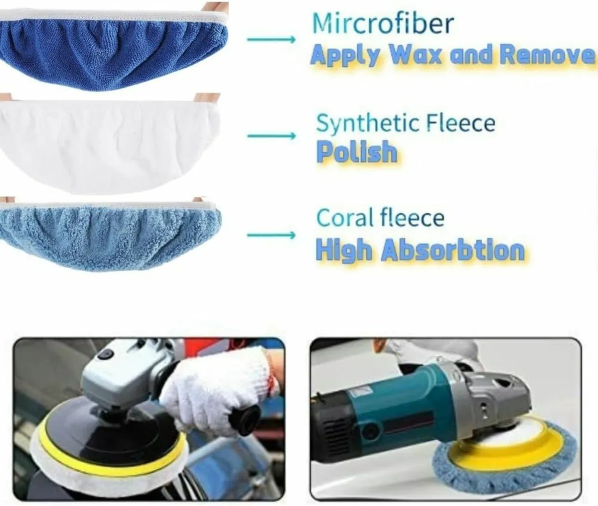9 to 10 Inches 9Pcs Buffer Waxers Bonnet Set - Image 2