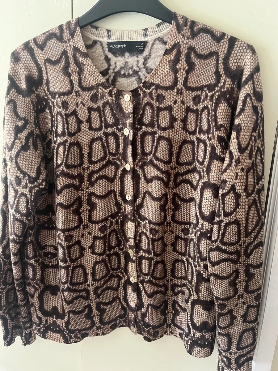 Autograph Cashmere Leopard print cardigan - Image 1