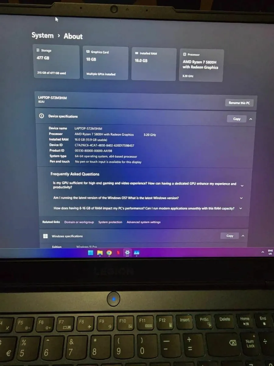 Lenovo Legion 5 15ACH6H 15.6" 512G/R7/3070 - Image 4
