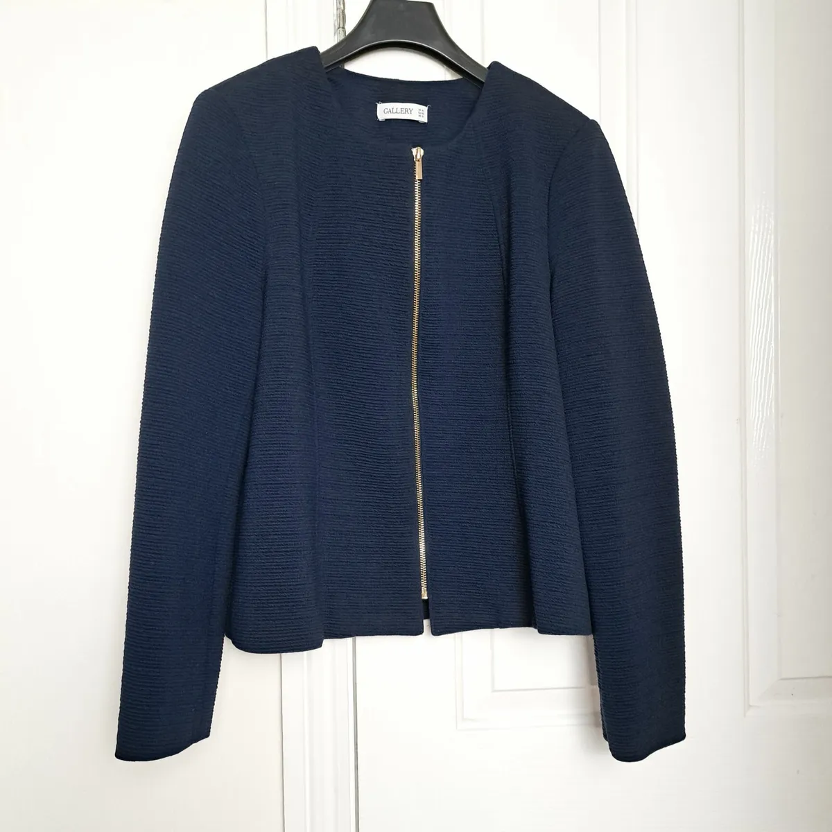 Dunnes Navy Blue Textured Zip Up Jacket 14UK/42EU - Image 1
