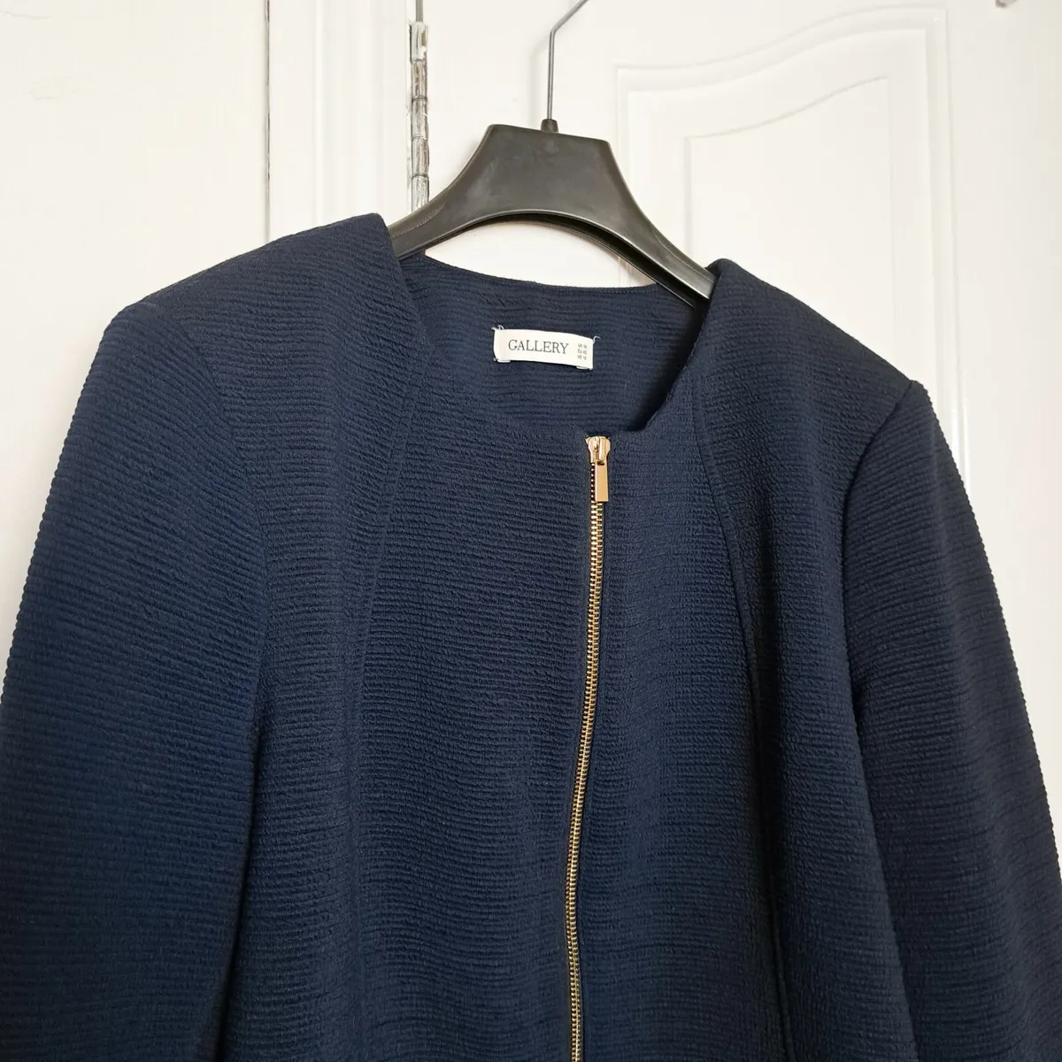Dunnes Navy Blue Textured Zip Up Jacket 14UK/42EU - Image 4