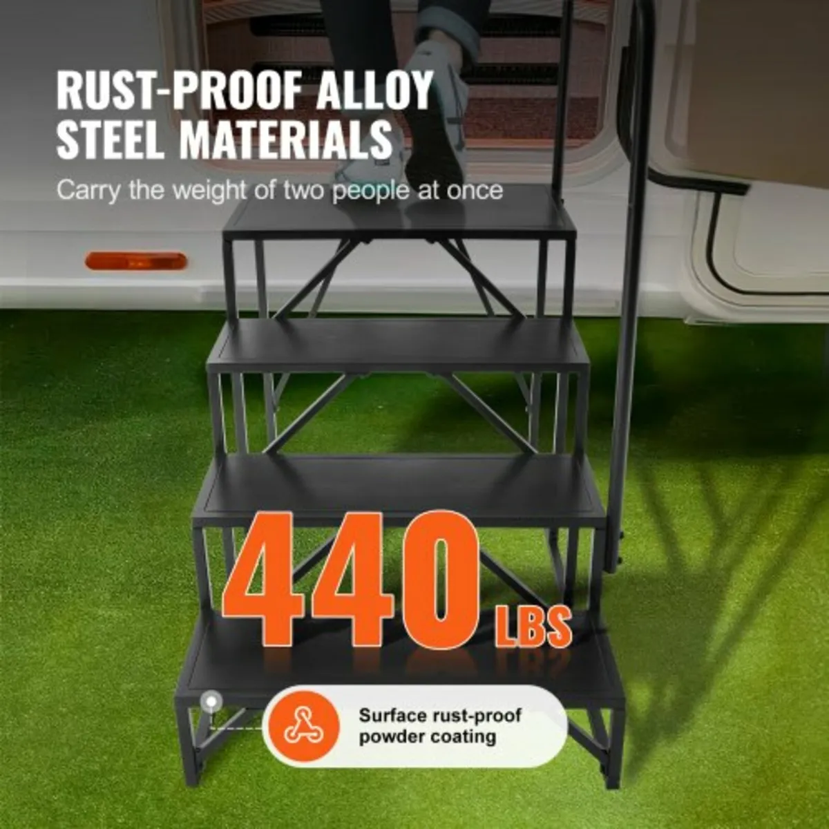RV Steps, 4-Step RV Stairs, 440 LBS Load Capacity, - Image 2