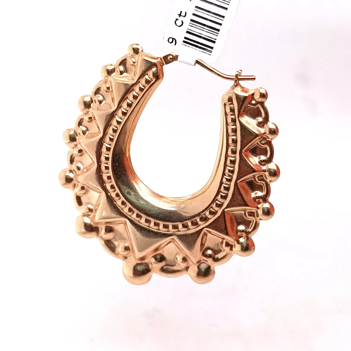 9k Yellow Gold Creole Hoops Earrings - Image 1
