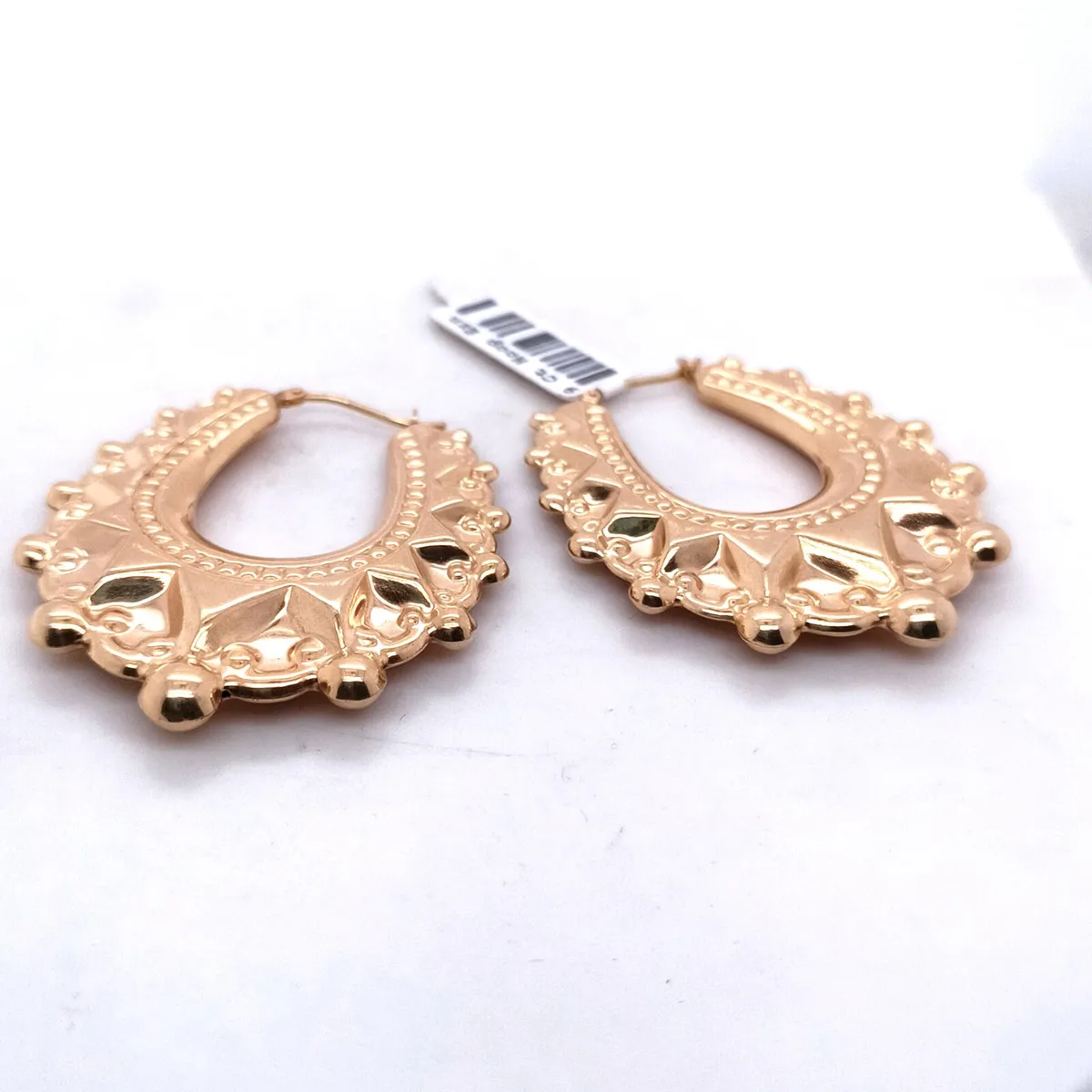 9k Yellow Gold Creole Hoops Earrings - Image 2
