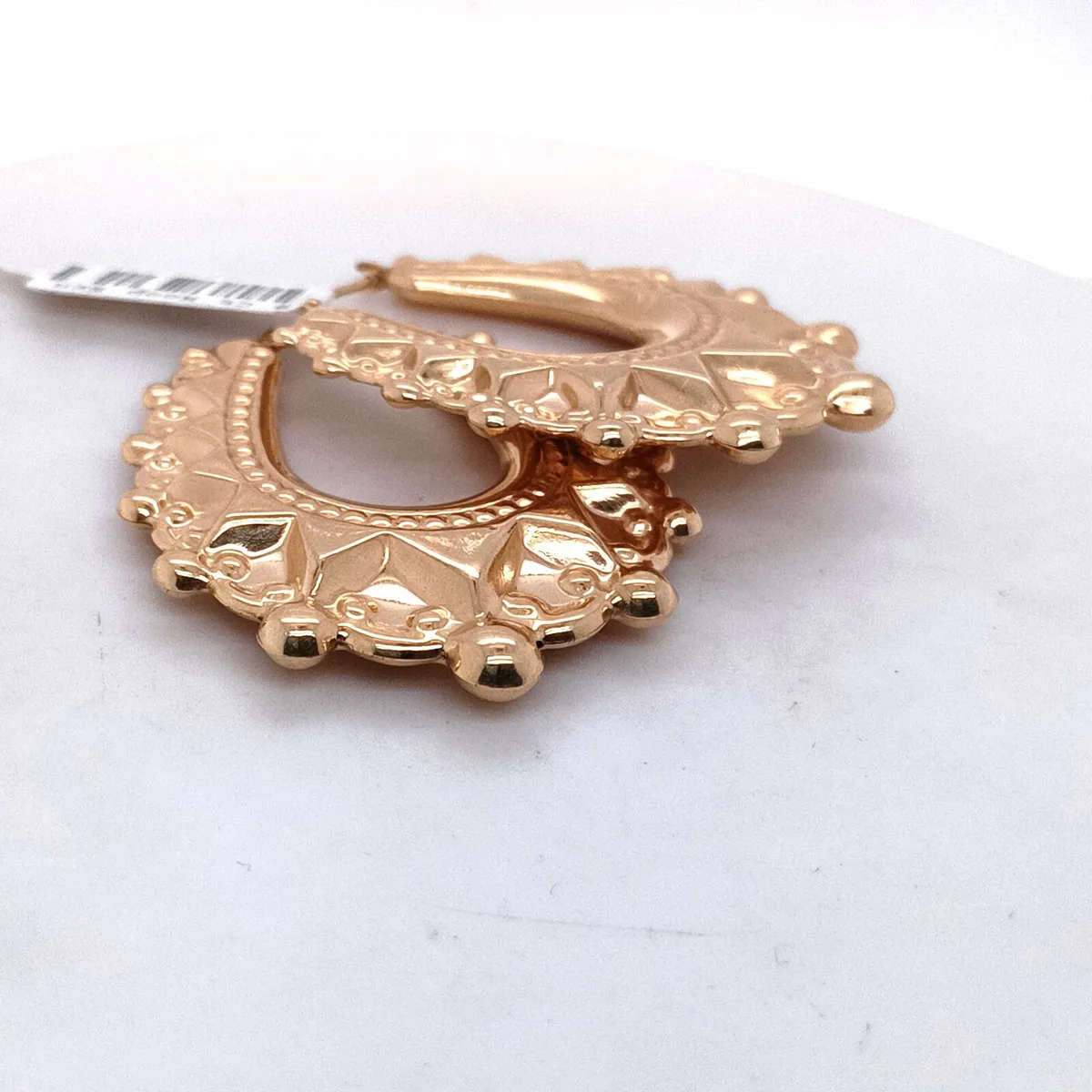 9k Yellow Gold Creole Hoops Earrings - Image 3