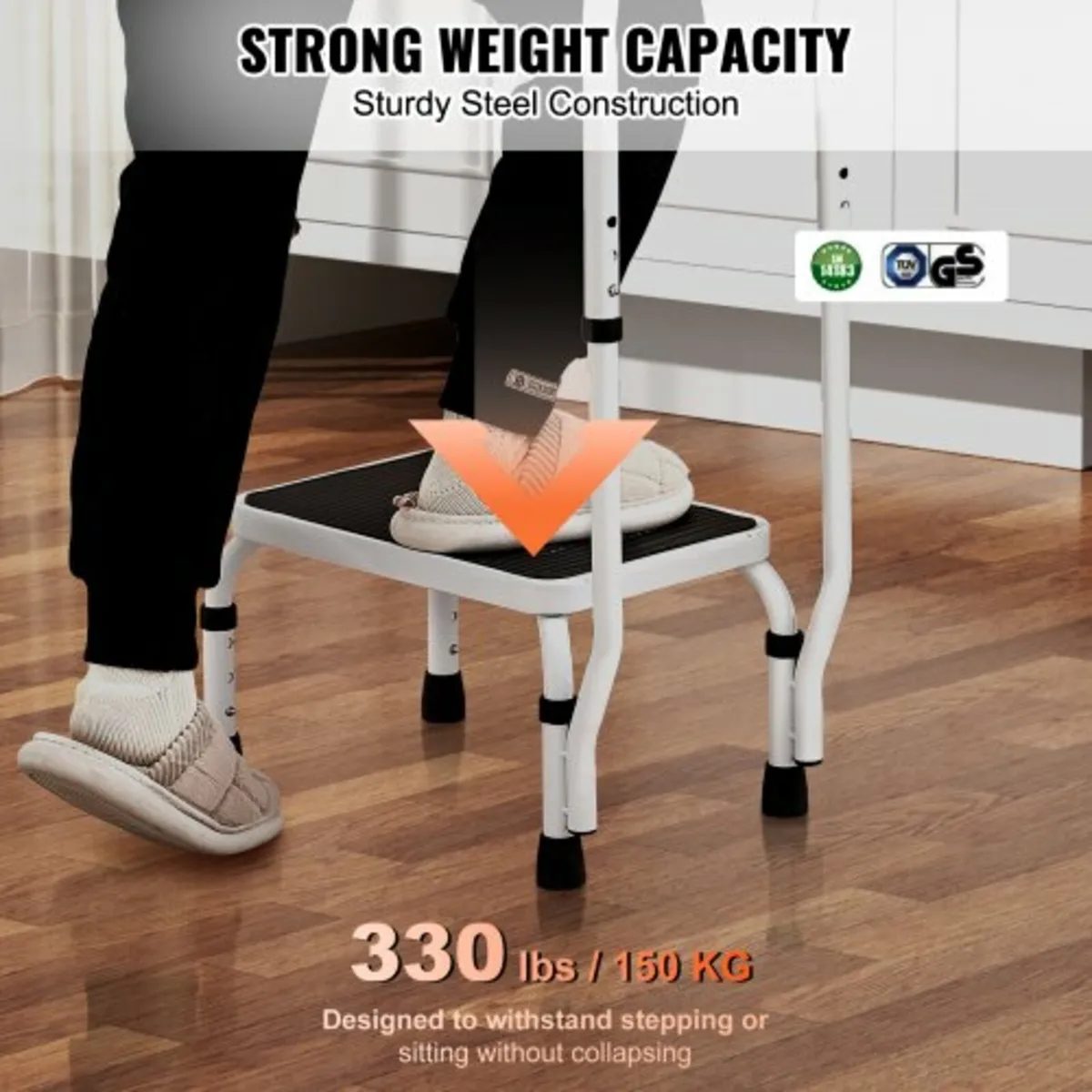Step Stool Ladder 3 Adjustable Height with Handle - Image 2