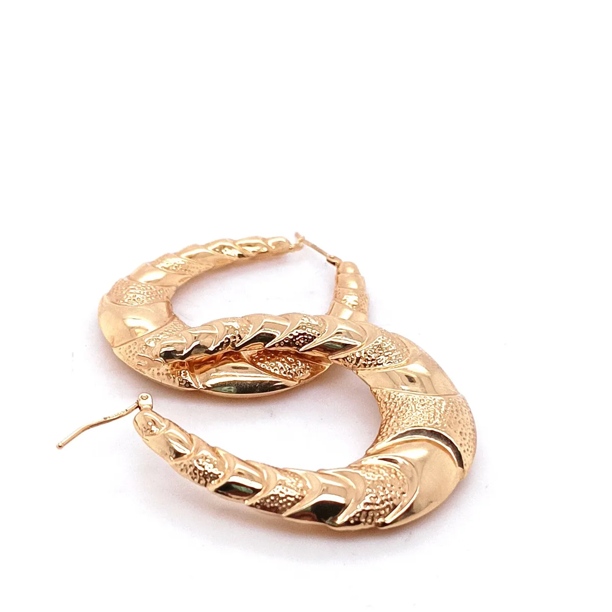 9k Yellow Gold Creole Hoops Earrings, New ! - Image 2