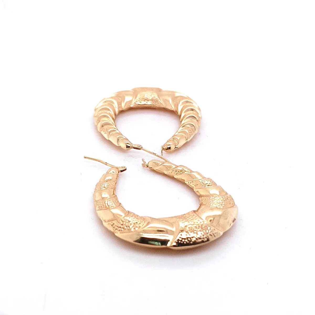 9k Yellow Gold Creole Hoops Earrings, New ! - Image 3