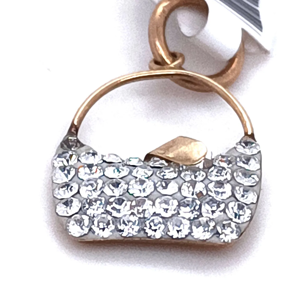 9k Yellow Gold & Zirconias Handbag Charm Pendant - Image 2