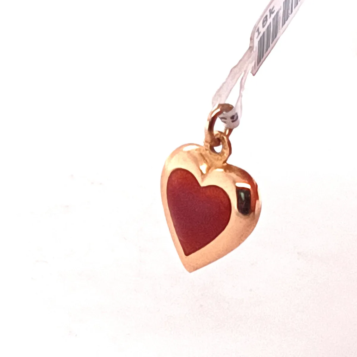 18k Yellow Gold & Orange Resin Heart Pendant - Image 2