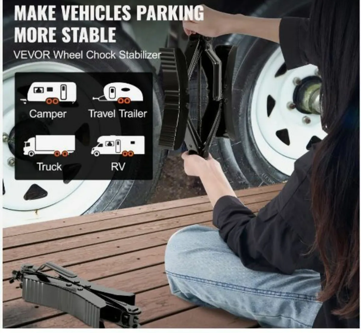 Wheel Chock Stabilizer 2 Sets for RV Travel Trail - Image 2