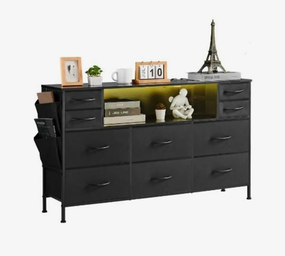10 Fabric Drawer Dresser with Open Storage - Image 1