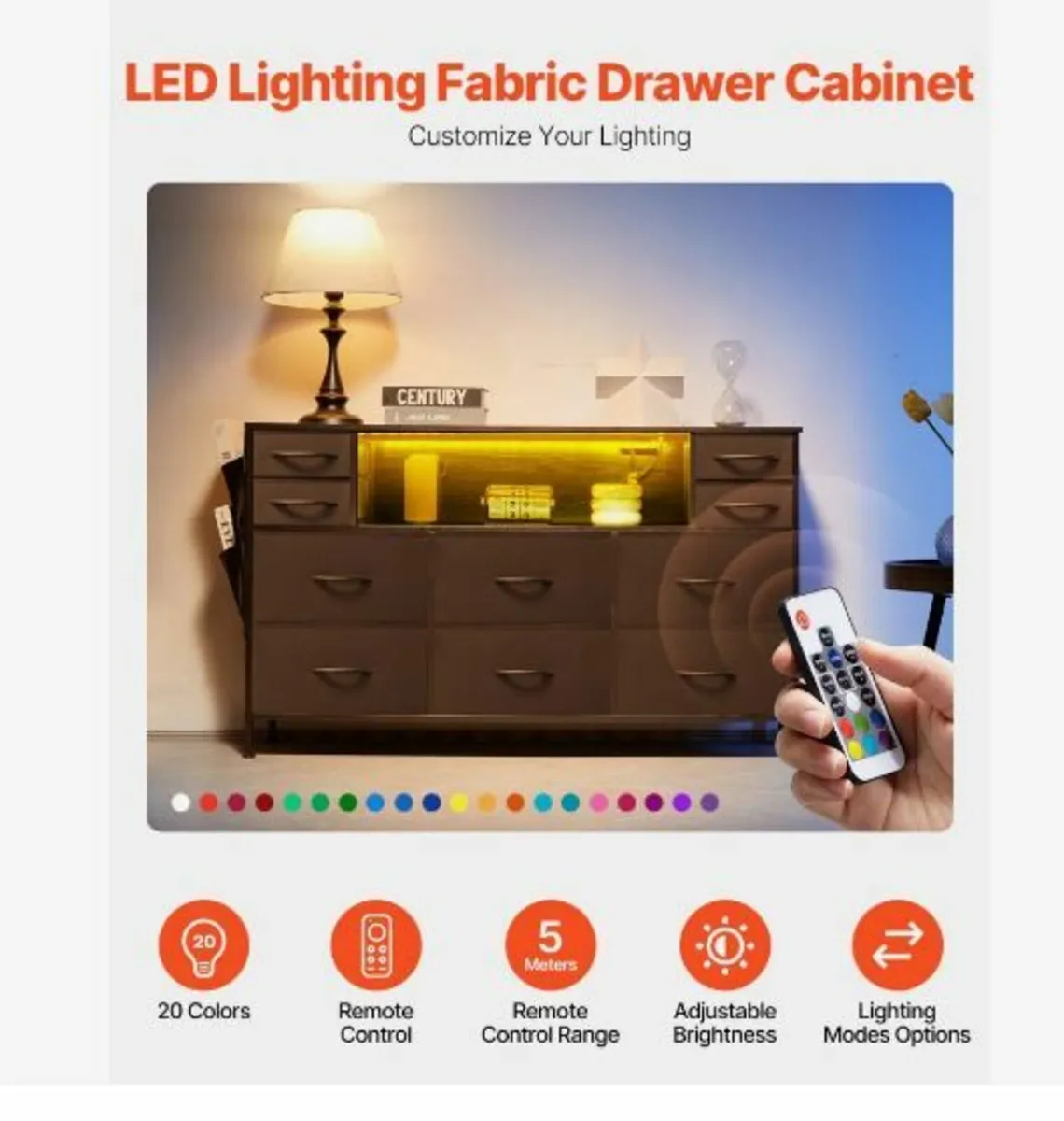 10 Fabric Drawer Dresser with Open Storage - Image 4