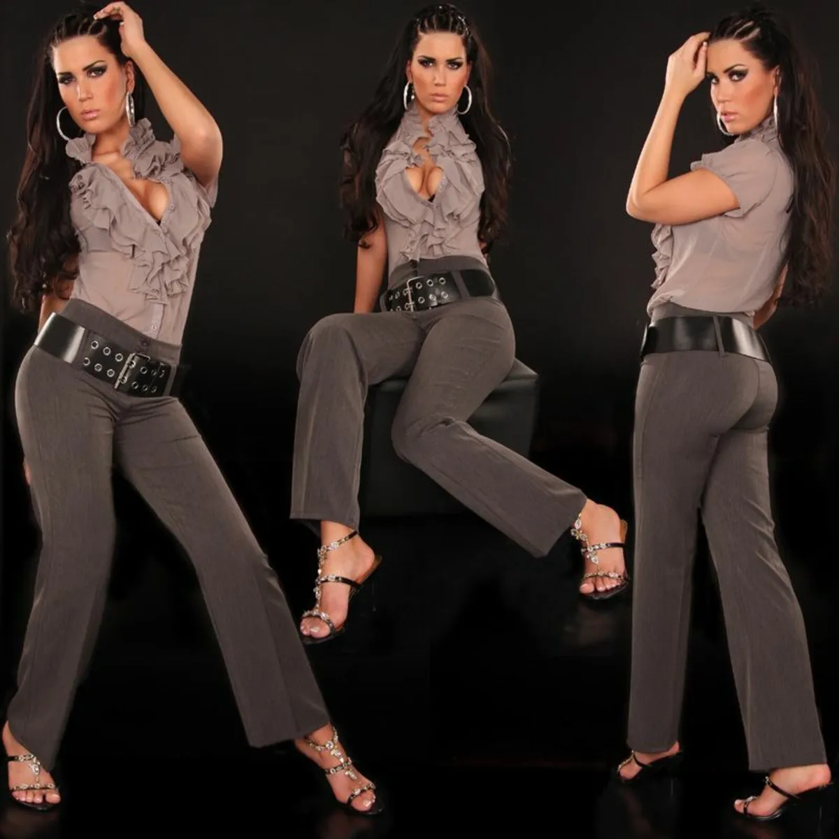 Trousers_with_high_waistband_and L-Belt__Color_GRE - Image 1