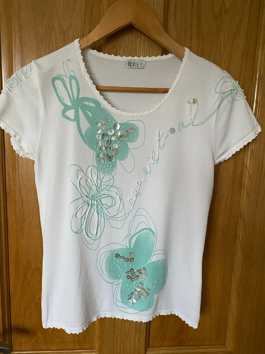 LIBRA Women’s Abstract Flower Embroidered Top - Image 1