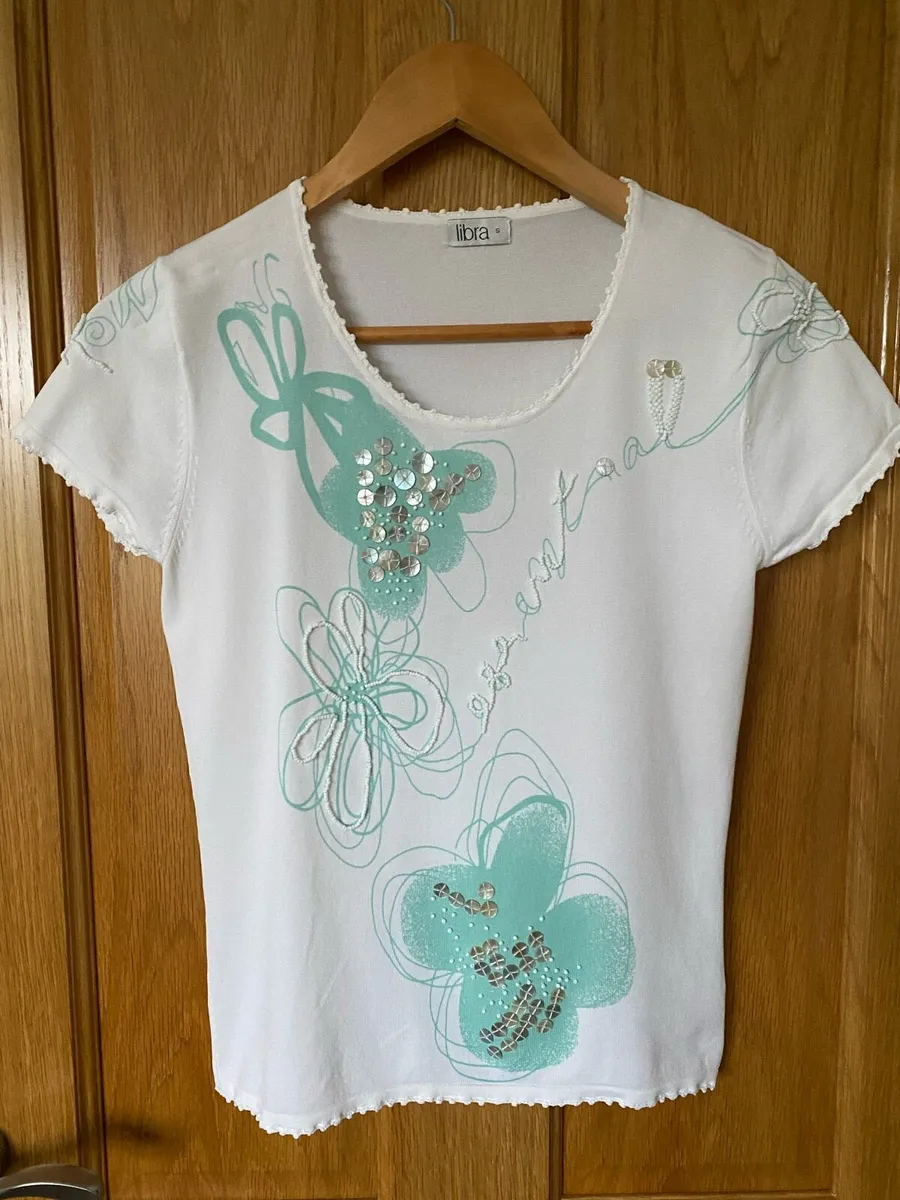 LIBRA Women’s Abstract Flower Embroidered Top - Image 3