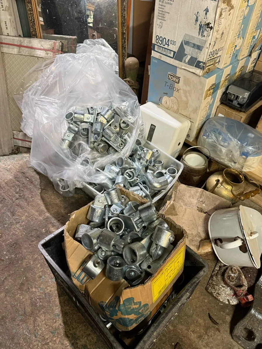 Large selection pipe rail fittings. Galvanised. - Image 1