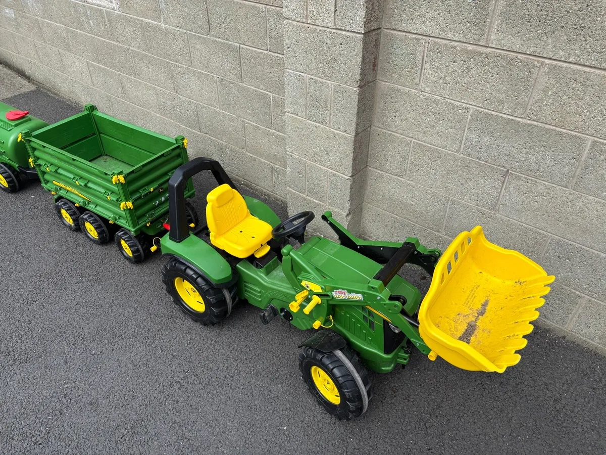 Kids John Deere Tractor with Trailer and Tanker - Image 3