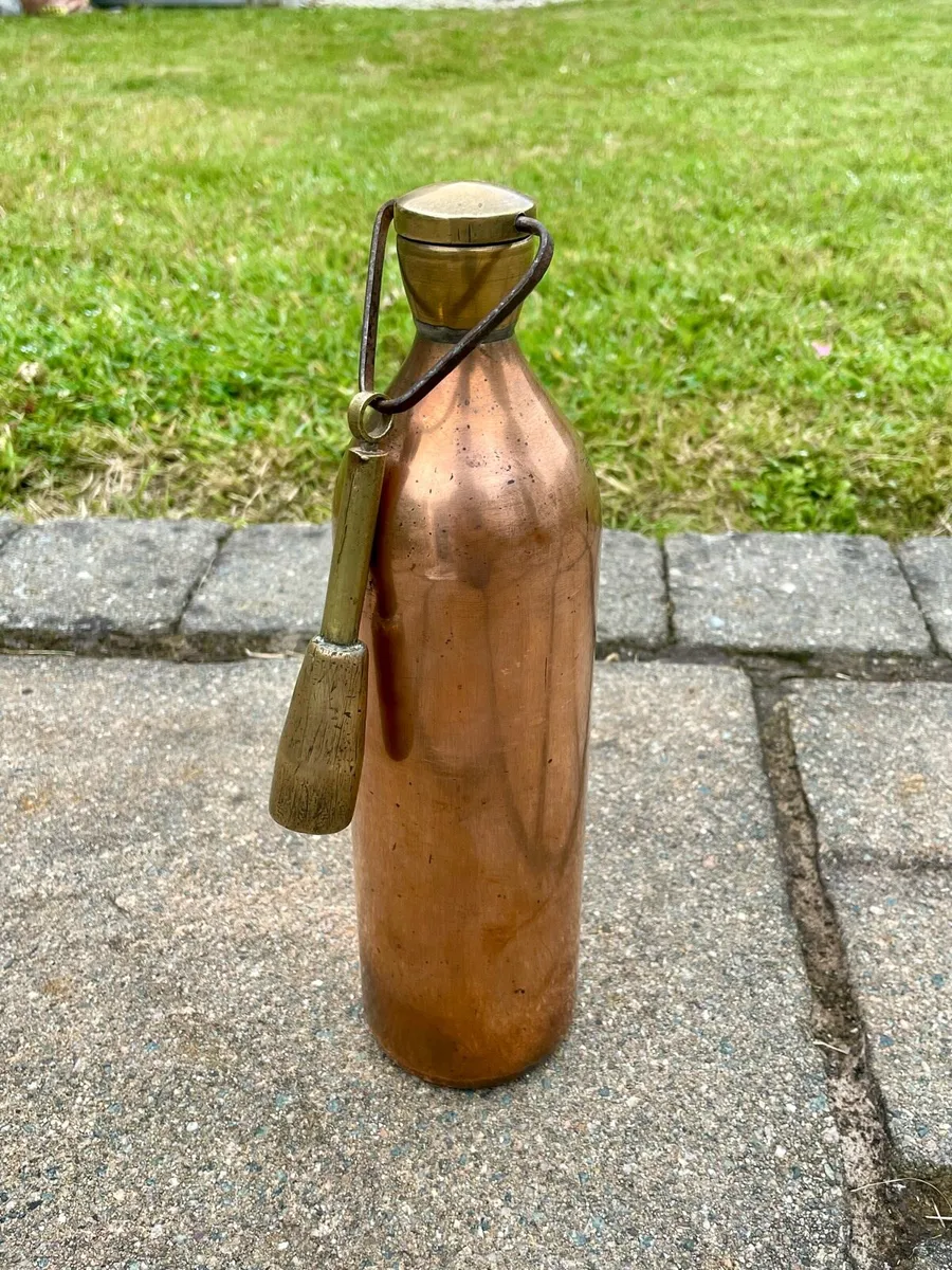 Vintage Copper and Brass Flask - Image 2