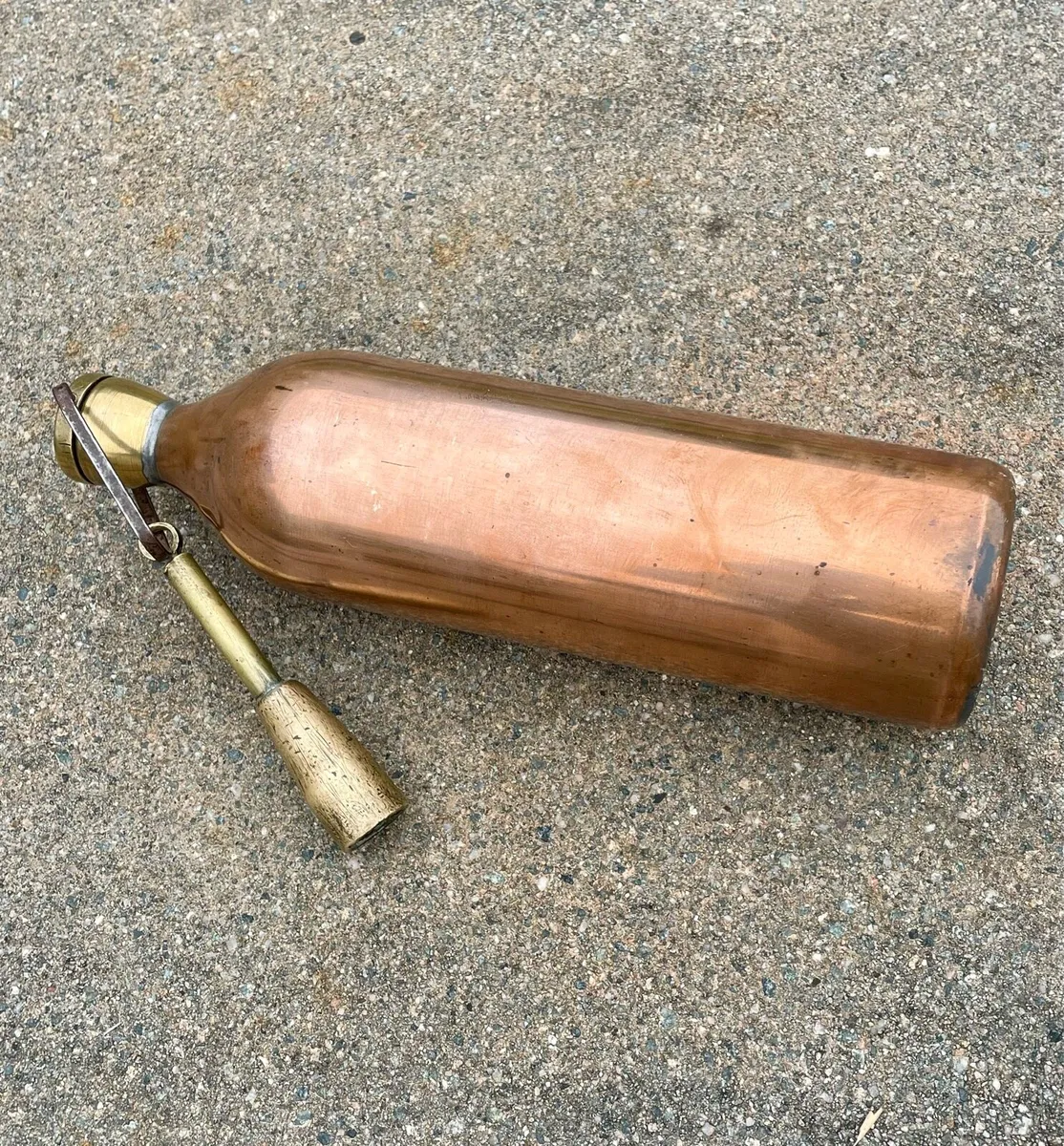 Vintage Copper and Brass Flask - Image 4