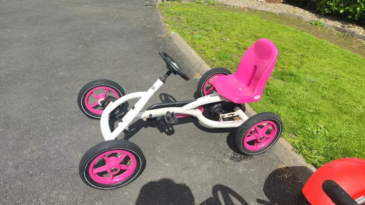 3 Kids Go Karts (Red Ferrari, White/Pink, Green) - Image 4
