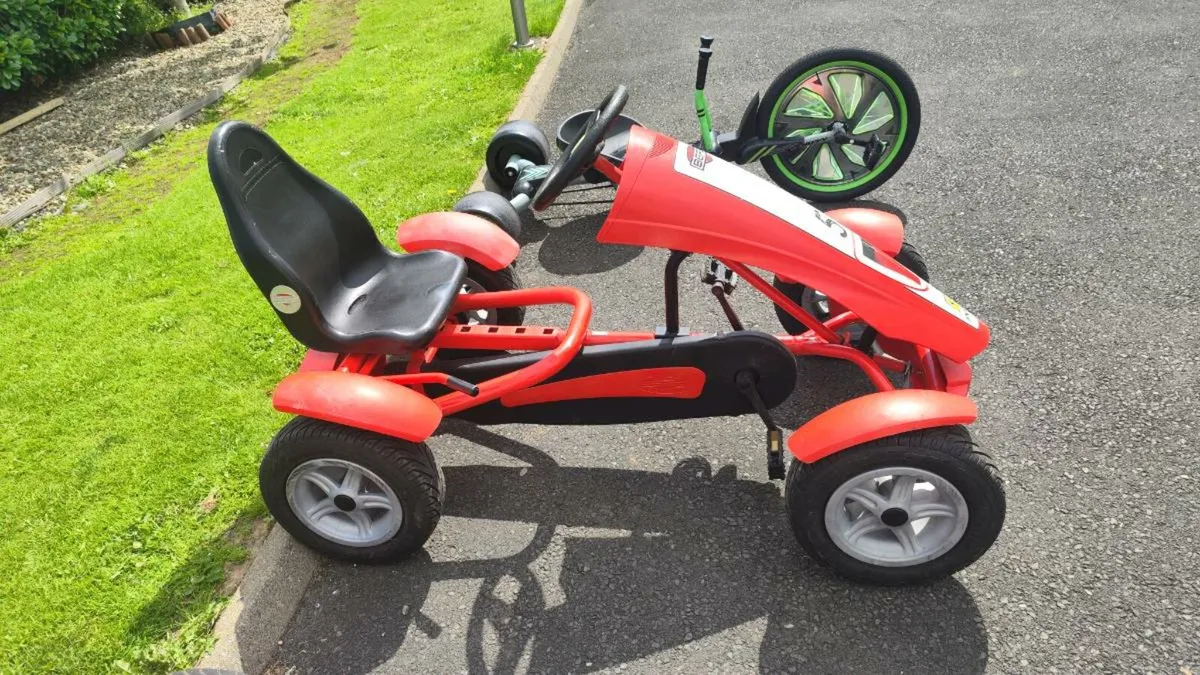 3 Kids Go Karts (Red Ferrari, White/Pink, Green) - Image 4