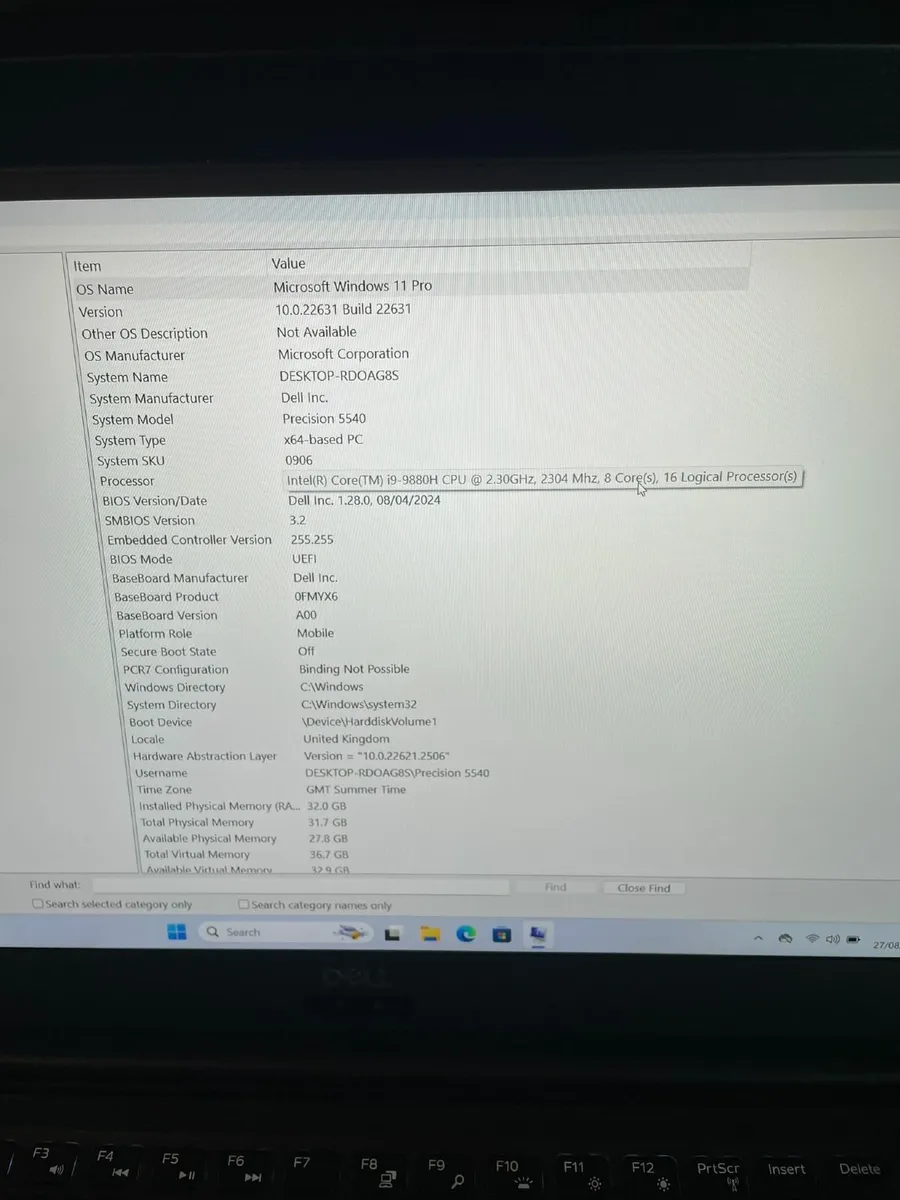 Dell Precision 5540 Laptop i9/32GB/512SSD/FHD - Image 2