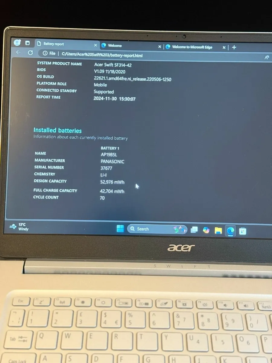 Acer Swift 3 Laptop Ryzen5/8GB/256SSD/FHD - Image 2
