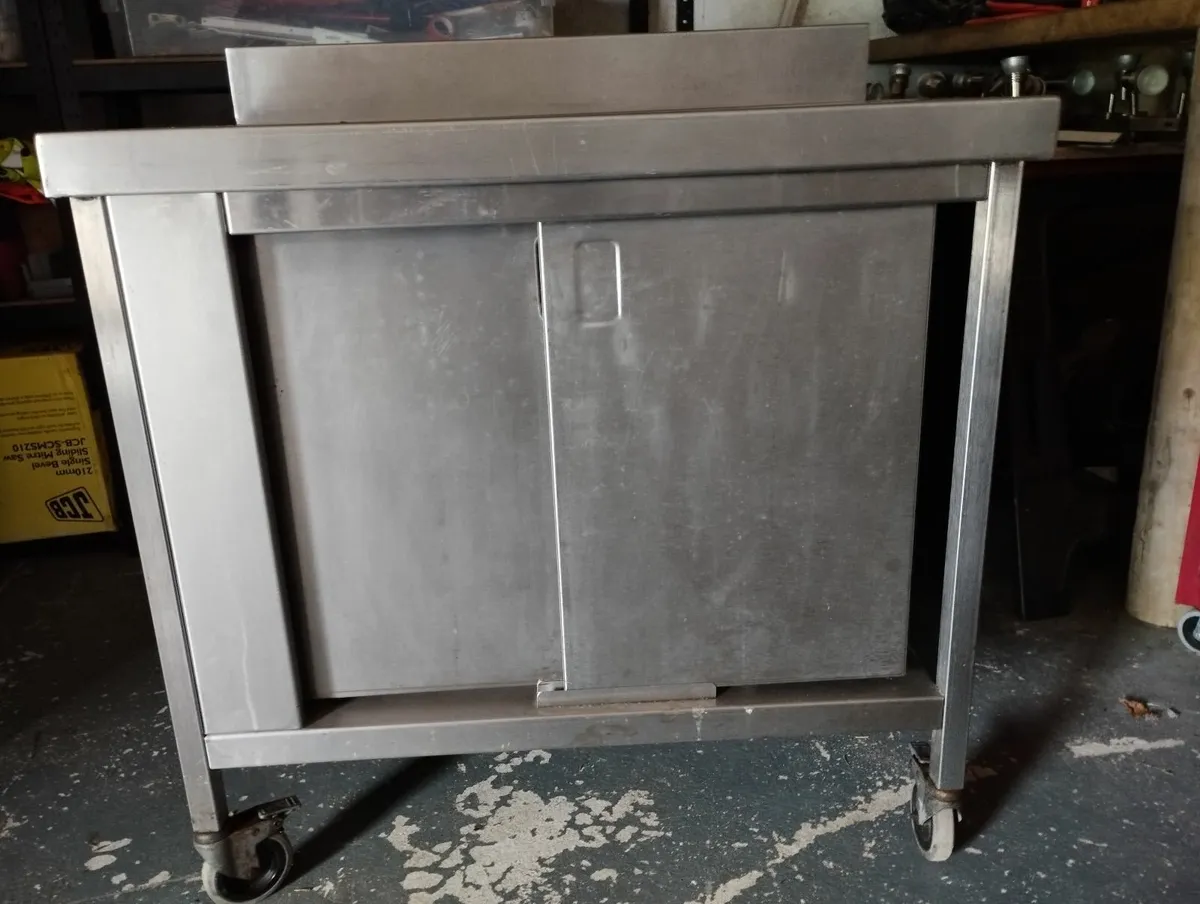 TABLES STAINLESS STEEL & CUPBOARD - Image 1
