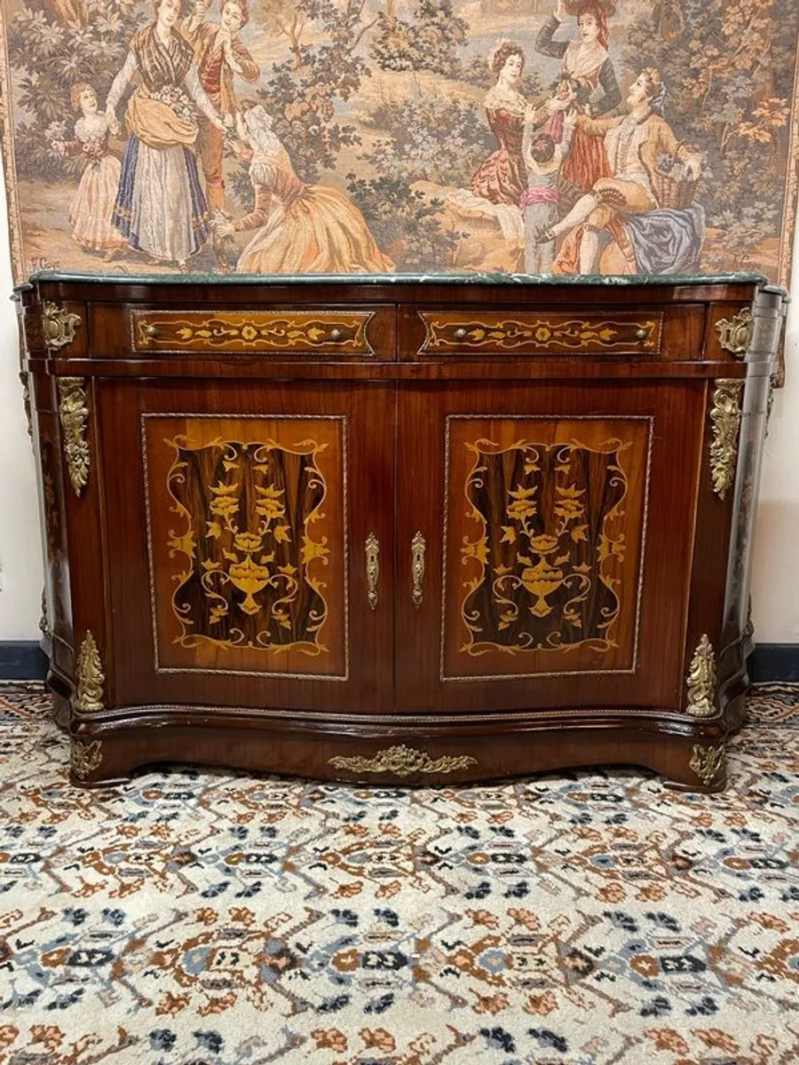 Superb Large Marquetry Inlay & Marble Top French Buffet or Sideboard. - Image 1