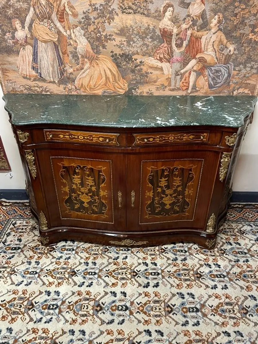 Superb Large Marquetry Inlay & Marble Top French Buffet or Sideboard. - Image 2